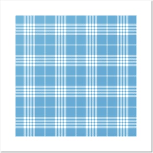 Blue and White Tartan Plaid Pattern Posters and Art